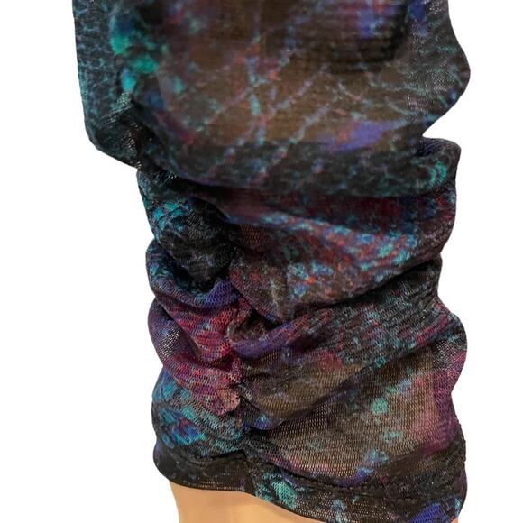 INC Sheer TOP Womens L Petite Purple Snakeskin Pattern Long Sleeve Turtle Neck - Picture 5 of 11